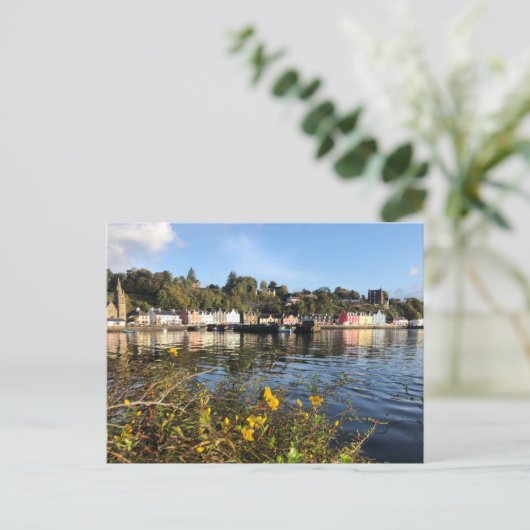 Tobermory, Insel Mull, Schottland mit Blume Postkarte (Stehend Vorderseite)