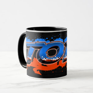 Tobi Vorname Name Graffiti blue orange Tasse