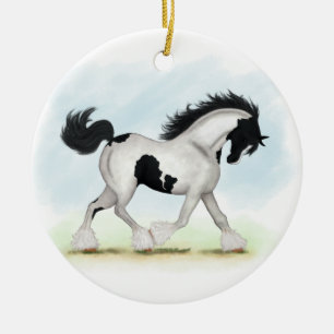 Tobiano Sinti und Roma Vanner Horse Keramik Ornament