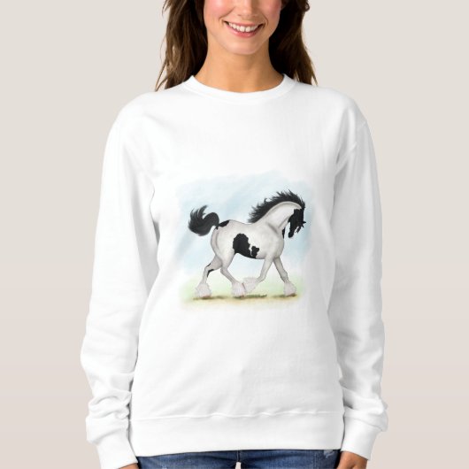 Tobiano Sinti und Roma Vanner Pferd Sweatshirt (Vorderseite)