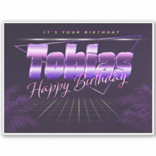 Tobias Name Vorname lila retro Sticker Geburtstag