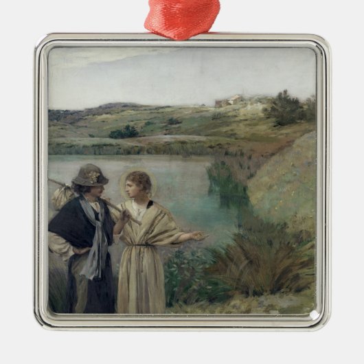 Tobias und das Erzengel-RAPHAEL Silbernes Ornament (Vorne)