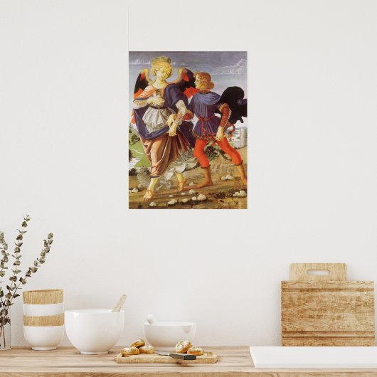 Tobias und der Engel von Andrea del Verrocchio Poster (Küche)