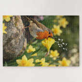 Tobin Singing into a Spring Daffodil Puzzle (Horizontal)