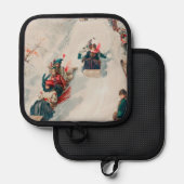 "Tobogganing", Chromolithograph, Louis Prang & Co. Topflappen (Vorderseite/Rückseite)