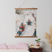 "Tobogganing", Chromolithograph, Louis Prang & Co. Wandteppich Mit Holzrahmen (Schlafzimmer)