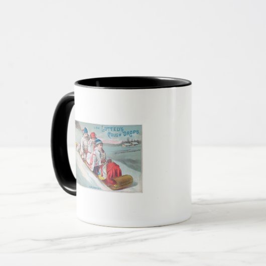 Tobogganing und Verwendung von Keuchhusten Tasse (Vorderseite Links)