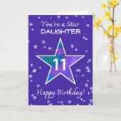 Tochter 11. Geburtstag Shining Star Vibrant Lila Karte (Gelbe Blume)