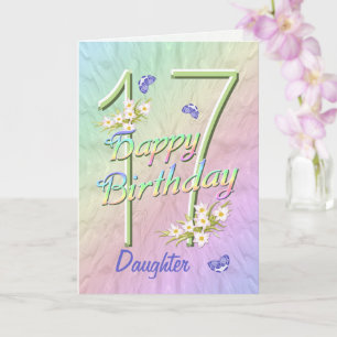 Tochter 17. Geburtstags Butterfly Garden Card Karte