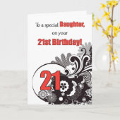 Tochter, 21. Geburtstag Religiöse Wirbel Karte (Gelbe Blume)