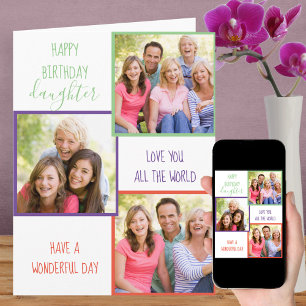 Tochter 3 Foto-Collage Personalisierter Geburtstag Karte