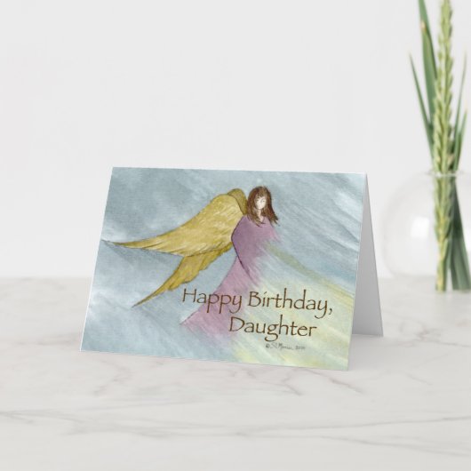 Tochter Angel Birthday Blue Karte (Vorderseite)