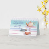 Tochter Birthday Teapot, Teacups Karte (Gelbe Blume)