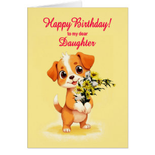Tochter Birthday Welpe und Blume