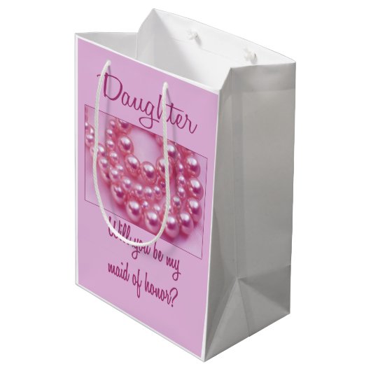 Tochter, bitte sei meine Trauzeugin? Mittlere Geschenktüte (Rückseite Schrägansicht)