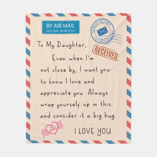 Tochter Blanket Geschenk von Mutter und Vater Fleecedecke (Vorderseite)