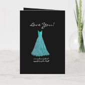 TOCHTER - Brautjungfern-Türkis-Blau-Rosen u. Kleid Einladung (Rückseite)