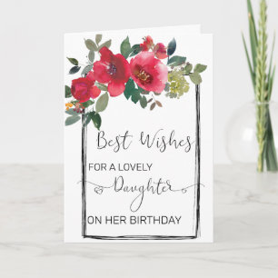 Tochter Custom Floral Watercolor Geburtstag Karte