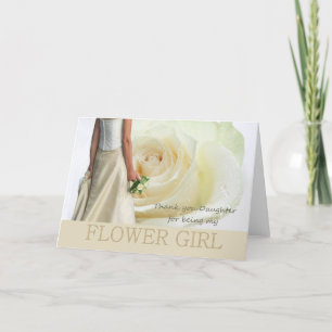 Tochter danken Ihnen Blumen-Mädchen-Weiß-Rose Dankeskarte