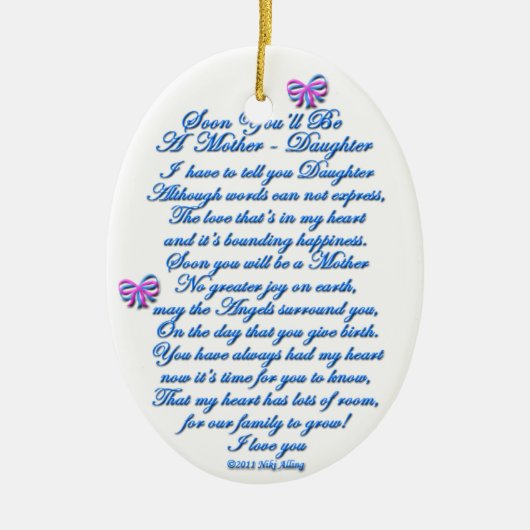 Tochter, die 1. Baby erwartet Keramikornament (Vorne)