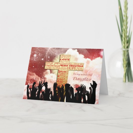 Tochter, ein Christliches Weihnachtskreuz Feiertagskarte (Vorderseite)