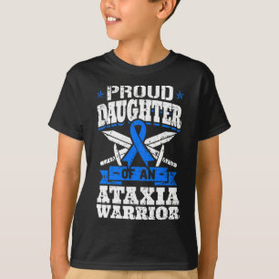 Tochter eines Ataxia Warrior Blue Awareness Ribbo T-Shirt