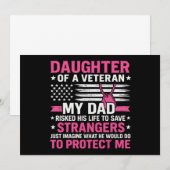 Tochter eines Veteran Veteran Veteran Day Veteran  Einladung (Vorne/Hinten)