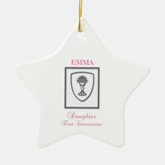 Tochter, Erste Kommune Silver Chalice Keramik Ornament (Vorne)