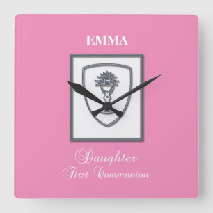 Tochter, Erste Kommune Silver Chalice Quadratische Wanduhr