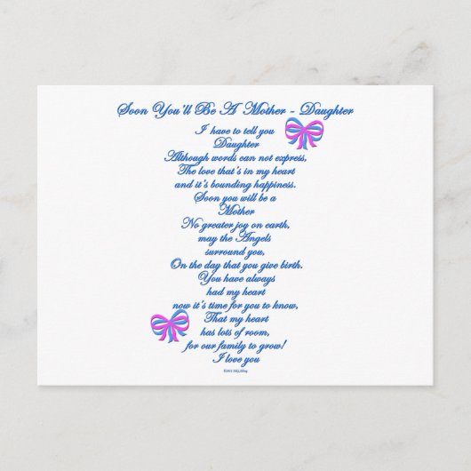 Tochter erwartet 1. Baby Postkarte (Vorderseite)