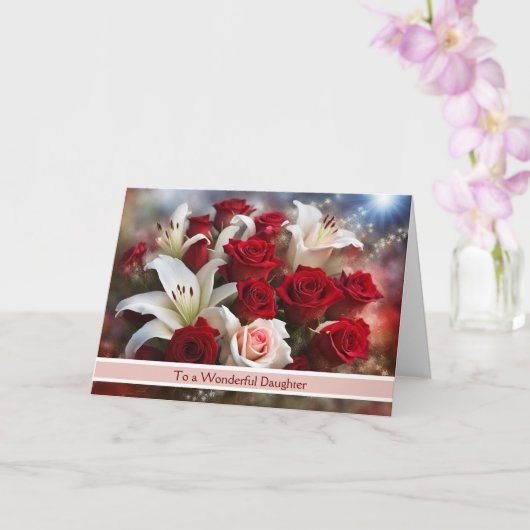 Tochter Frohen Valentinstag mit Rosen Karte (Orchidee)