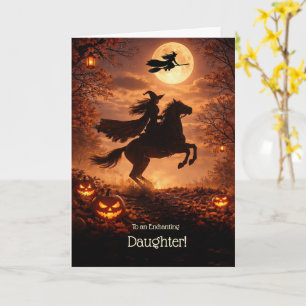 Tochter Frohes Halloween mit Hexen Pferd  Karte