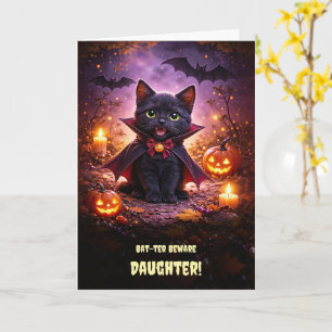 Tochter Frohes Halloween Süße Katze Vampir Karte