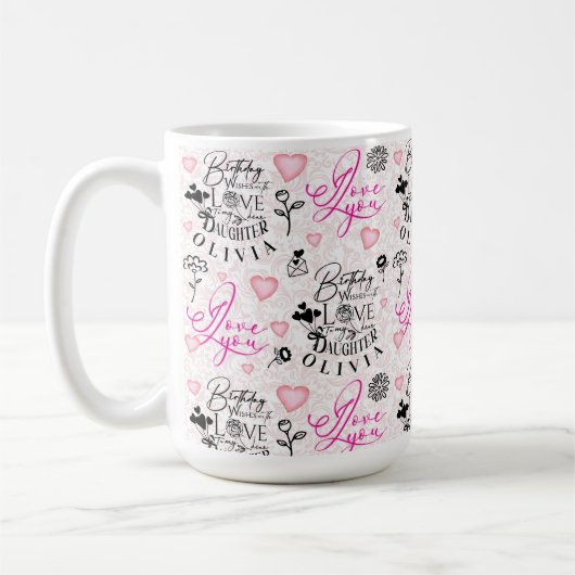 Tochter Geburtstag Benutzerdefinierter Name Kaffeetasse (Links)