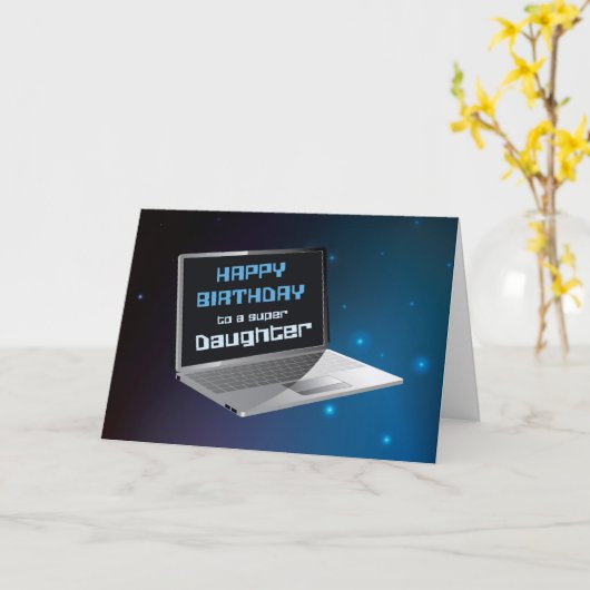 Tochter Geburtstag mit Computer Karte (Gelbe Blume)