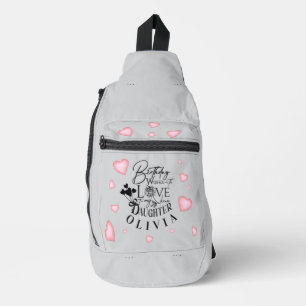 Tochter Geburtstags-Kalligrafie Benutzerdefinierte Crossbody Bag