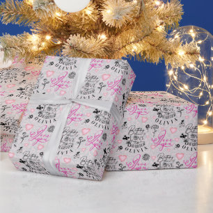 Tochter Geburtstags-Kalligrafie Benutzerdefinierte Geschenkpapier