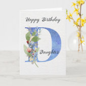 Tochter Geburtstagsblumenmonogramm Buchstabe D Karte (Gelbe Blume)