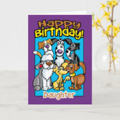 Tochter, Geburtstagsfeier Hunde, viele Hunde Karte (Gelbe Blume)