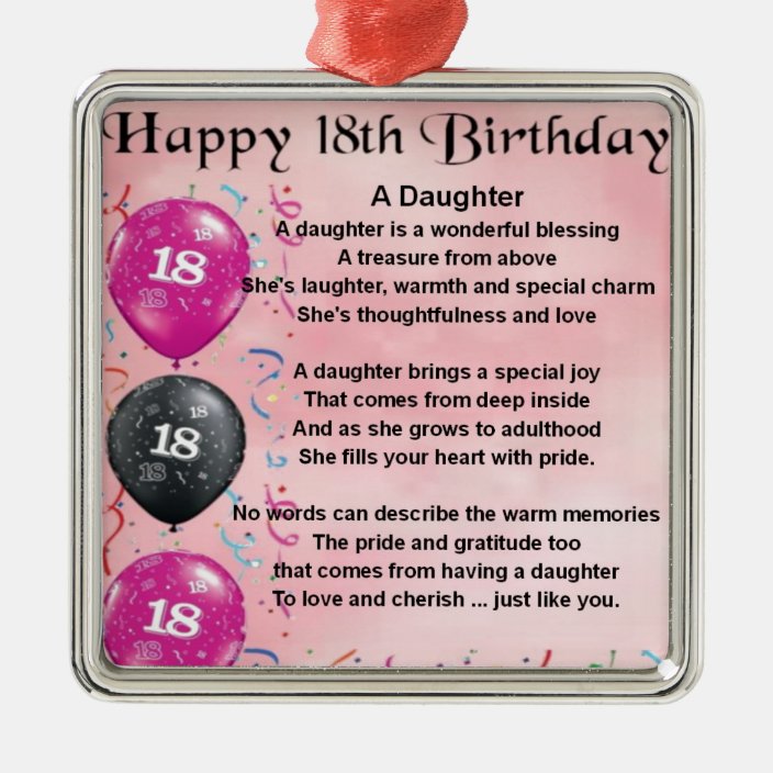 TochterGedicht 18. Geburtstag Silbernes Ornament Zazzle.de