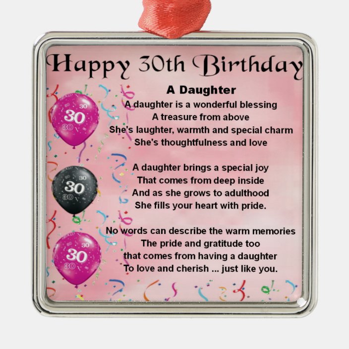 TochterGedicht30. Geburtstag Silbernes Ornament Zazzle.de