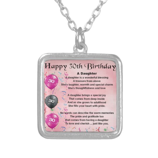 Tochter Gedicht 30 Geburtstag Versilberte Kette Zazzle De
