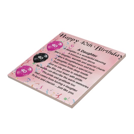 Tochter-Gedicht-40. Geburtstag Fliese (Seite)