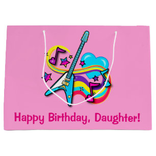 Tochter-Gitarre, Regenbogen, Herz-alles Gute zum Große Geschenktüte