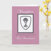 Tochter, glückliche Erste Kommuniekarte in Rosa Karte (Gelbe Blume)