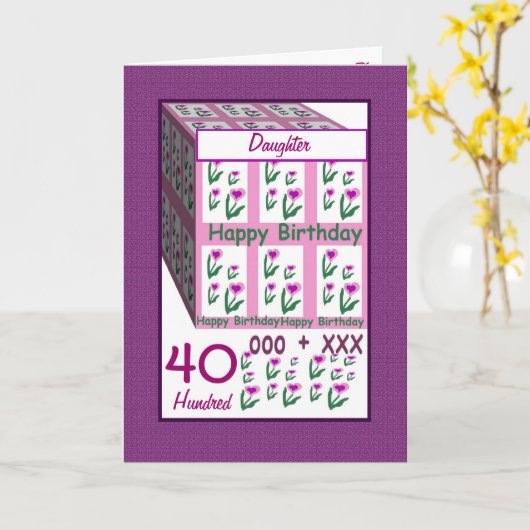 TOCHTER - glücklicher 40. Geburtstag Karte (Gelbe Blume)