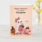 Tochter Halloween Süßer Geist Süßigkeiten oder Str Karte (Gelbe Blume)