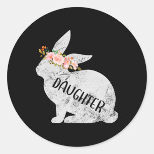 Tochter Hase passende Familie Floral Hase Kaninche Runder Aufkleber