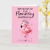 Tochter im Gesetz Muttertag mit Flamingo Fabulous Karte (Gelbe Blume)