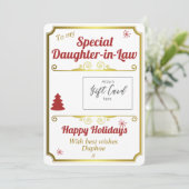 Tochter im Gesetz Weihnachtskartenhalter Feiertagskarte (Stehend Vorderseite)